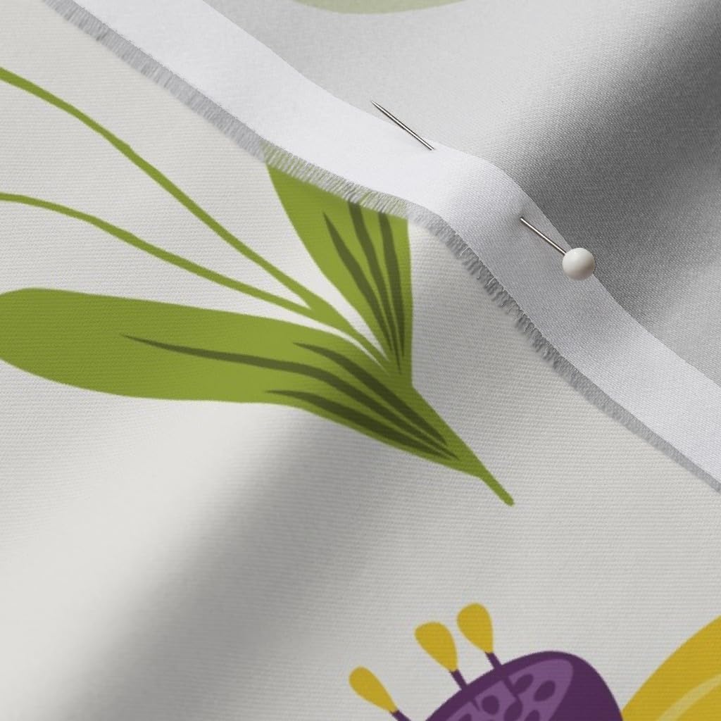 Spoonflower Fabric - Spring Floral Flowers Tulips Botanical Garden Kitchen Girly Simple Printed on Organic Cotton Sateen Fabric by The Yard - Sewing Quilting Apparel Home Decor