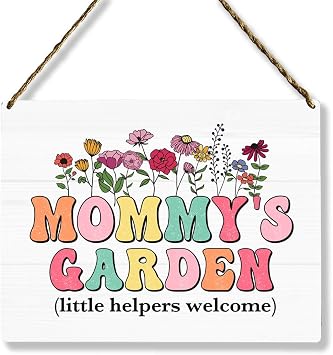 KongMoTree Mommys Garden Wooden Sign Decor, Indoor Garden Decoration Hanging Signs 8x10 Inches, Outdoor Garden Decor Yard Wall Hanging Decor Sign, Mothers Day Gifts Birthday Gifts for Mom Grandma