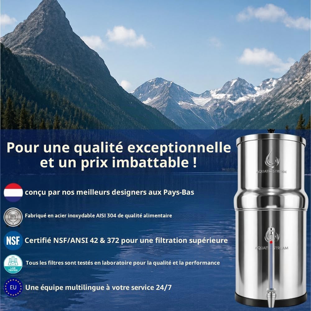 8.5L Gravity Filtration System | Coldstream FTO+ Filters + 7" Stainless Steel WaterView