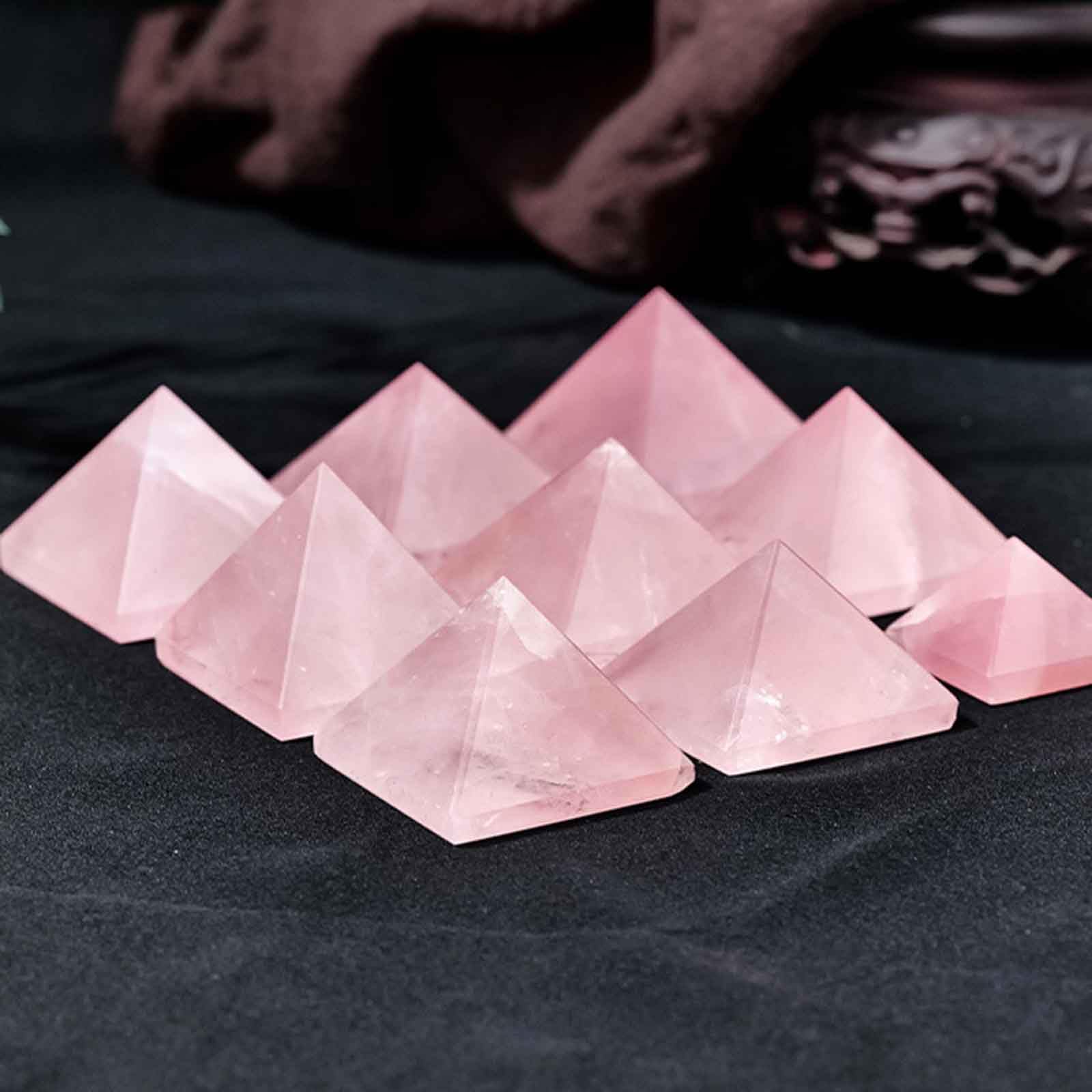 Pirámide de Piedras Preciosas curativas de Cristales de Cuarzo Rosa, Gran Figura piramidal de Piedra Natural para meditación, Reiki, Equilibrio de Chakras,6cm