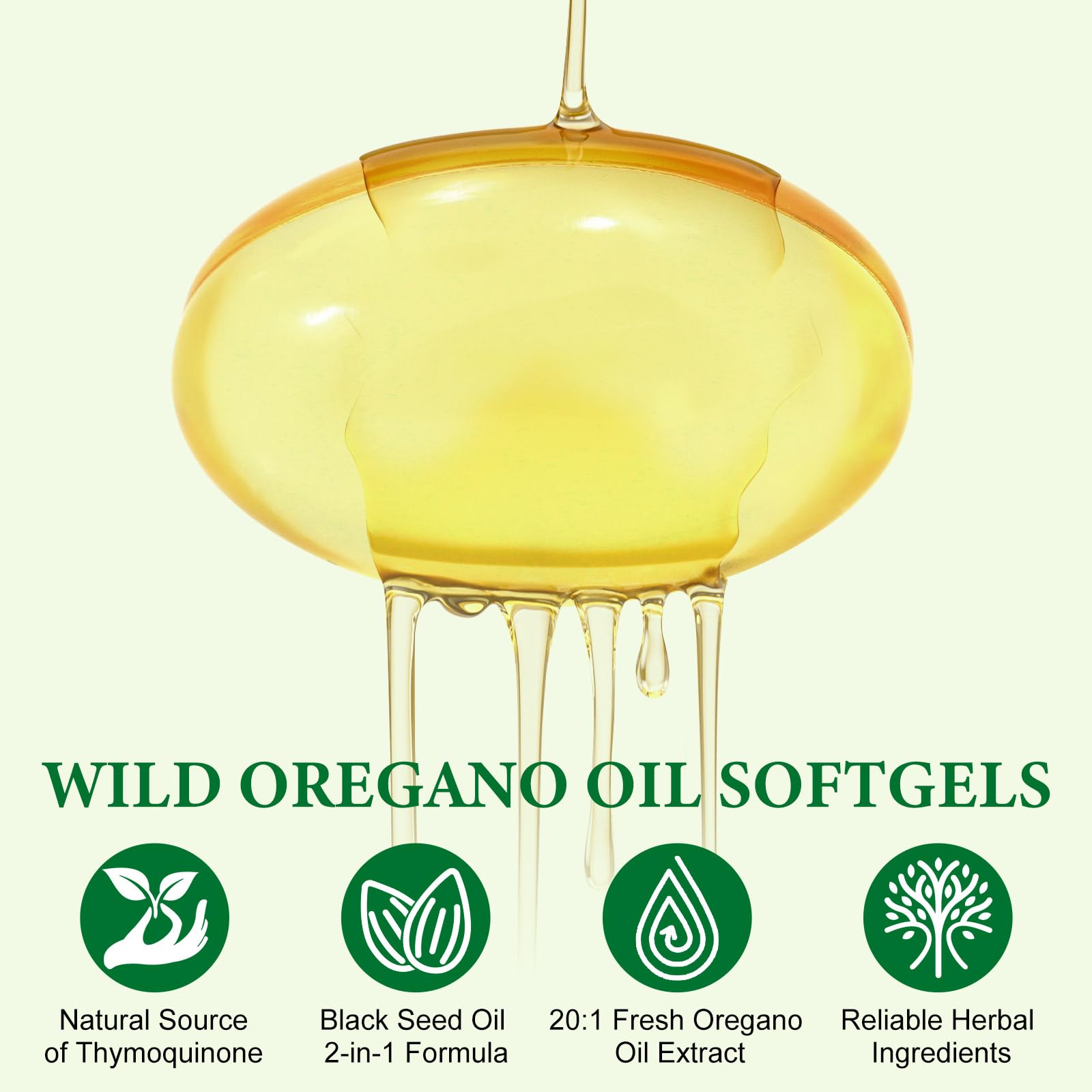 Capsule di olio di origano di Olio di semi neri, 2 in 1 6000 mg olio di origano con 200 mg di olio di semi neri con 165 mg di carvacrolo