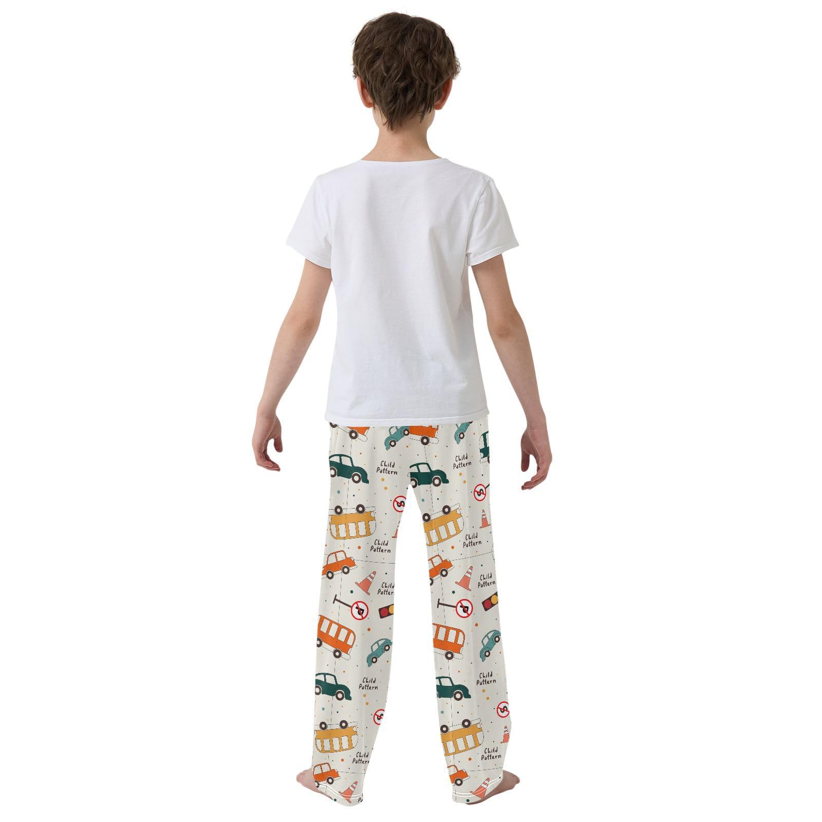 Bas de pyjama pour garçon Motif voiture bus panneau de signalisation Taille S