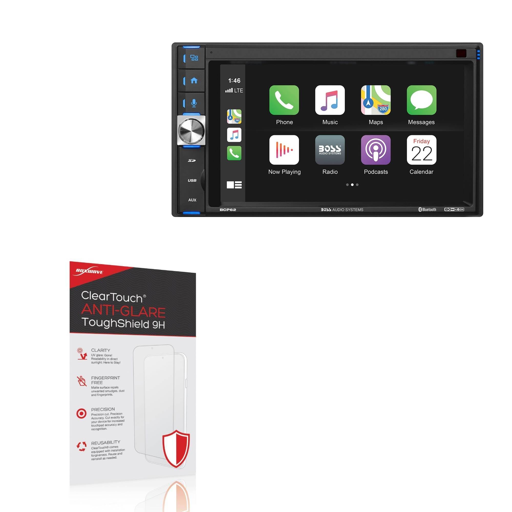 BoxWave Screen Protector Compatible with BOSS Audio BCP62-RC - ClearTouch Anti-Glare ToughShield 9H (2-Pack), Anti-Glare 9H Tough Flexible Film Screen Protector