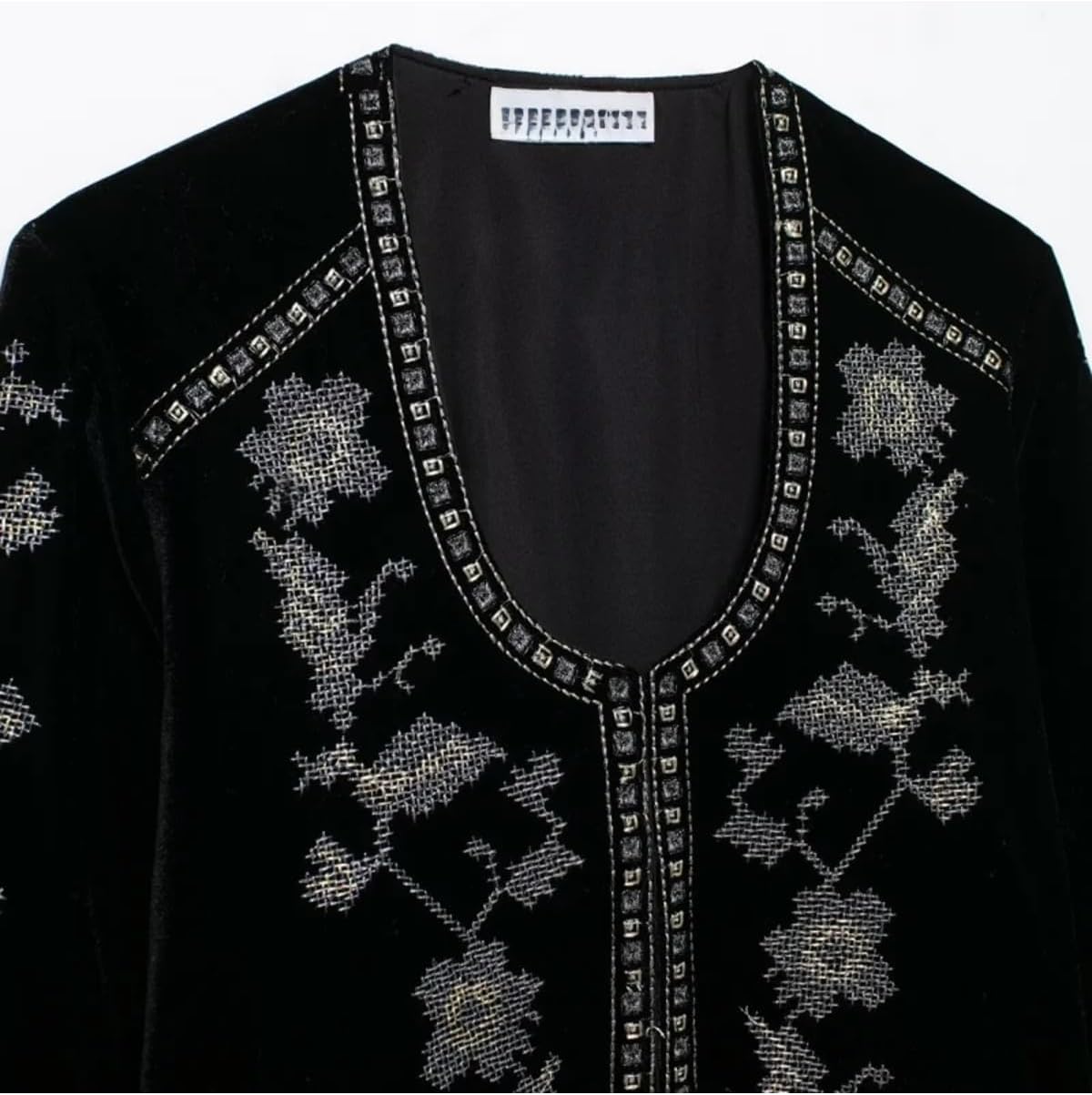 Women's Casual Style Design Elegant Embroidered Velvet Coat