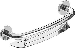 HEALTHCRAFT Shampoo Shelf, ADA Compliant Grab Bar With Shelf, Bath And Shower Safety, Water Resistant, Stainless-steel Wall-Mounted Grab Bar, For Elderly Adults,Seniors or Handicapped, Polished Chrome