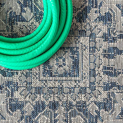 Image of JONATHAN Y Boho Medallion Indoor Outdoor Area Rug 9X12 Navy /Gray, Estrella Textured Weave for Backyard, Patio, Porch, Easy-Cleaning, High Traffic, Pet-Friendly, Non-Shedding (SMB105B-9)