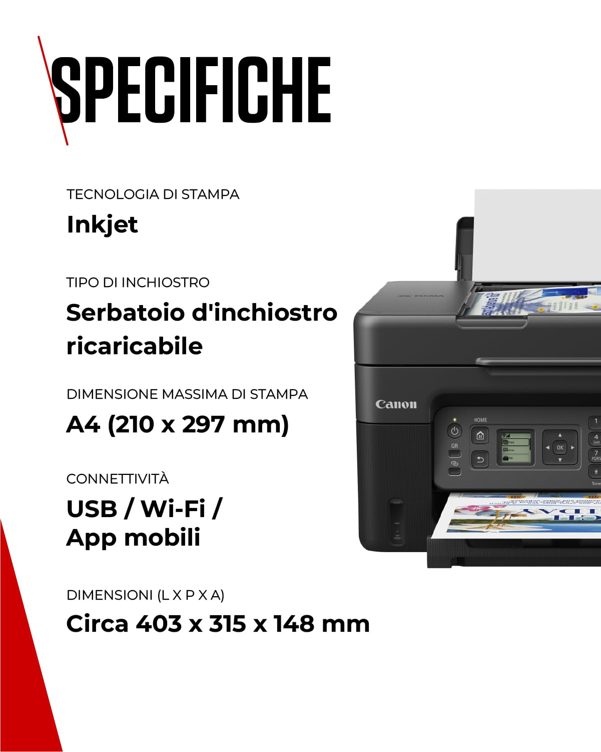 Canon Serie PIXMA G4570 - Stampante Multifunzione, Fotocopiatrice, Scanner e Fax MegaTank per la Casa | Connettività Wireless per Smartphone | Stampante Wifi per Uso Domestico