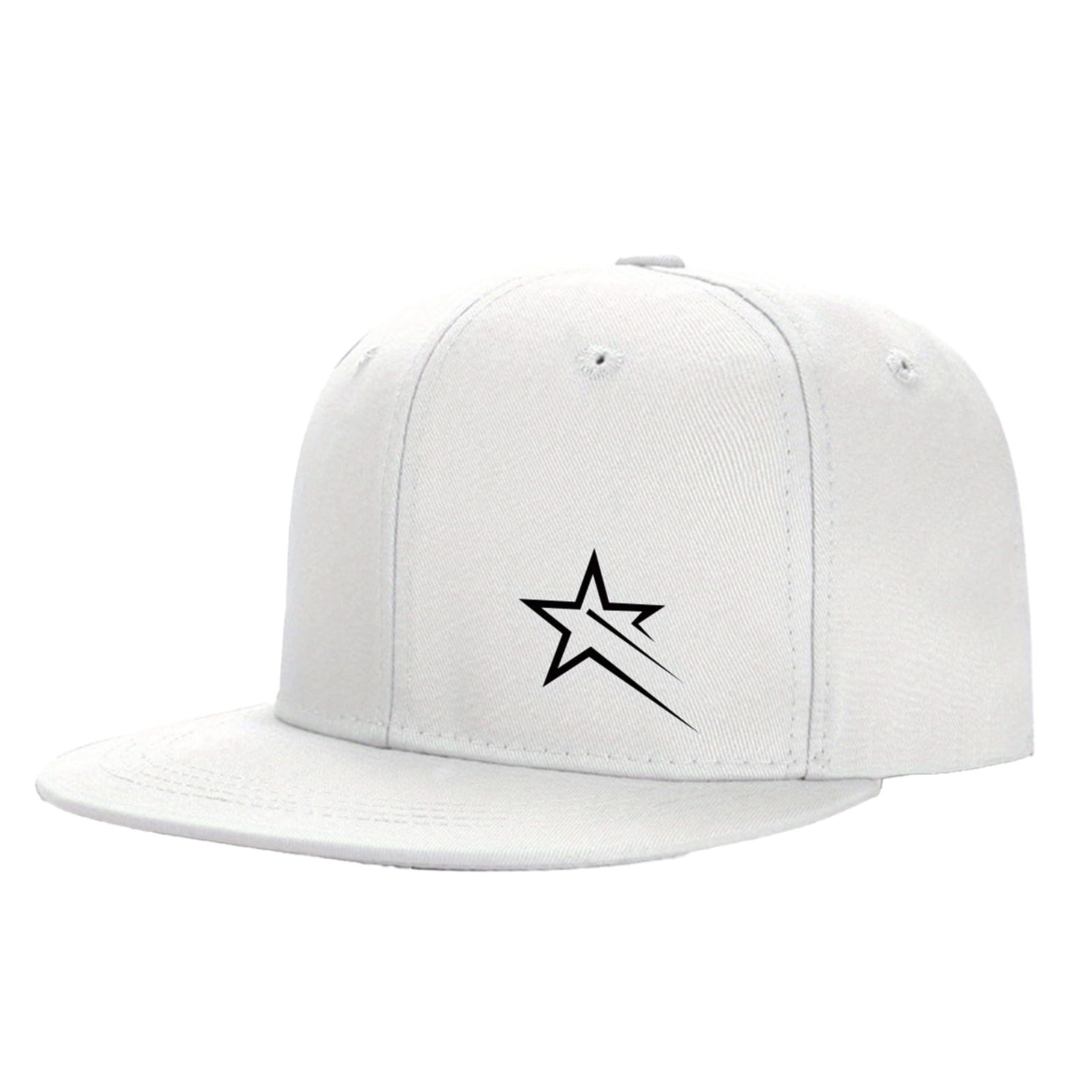 matumou Star Print Baseball Hat, Adjustable Back Buckle Retro Distressed Style Baseball, Flat Brim Outdoor Sunshade