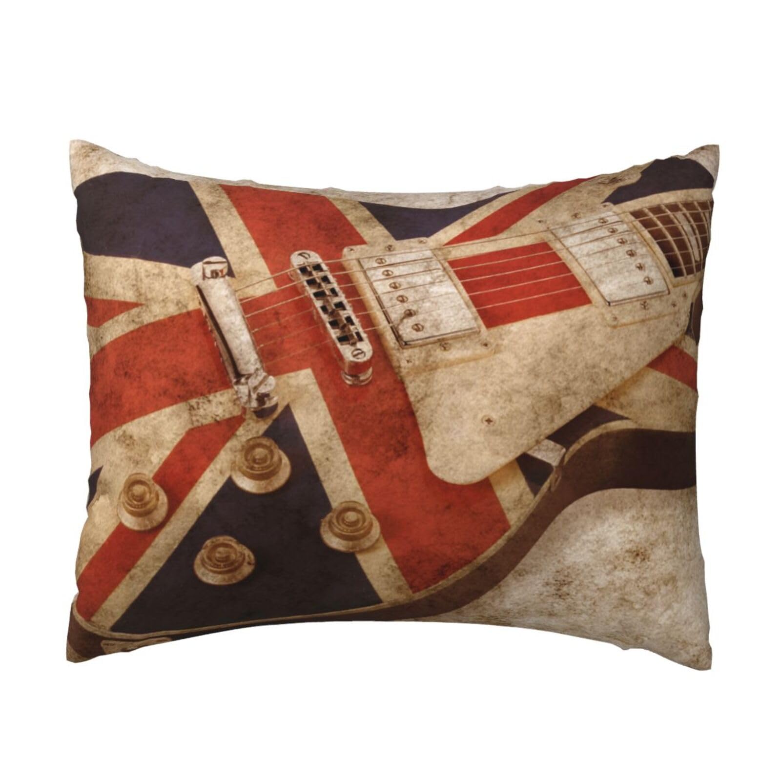 WSHFFILO Guitar British Flag printed Pillow Case 20x26in Decorative pillowcase Throw Pillow Cover