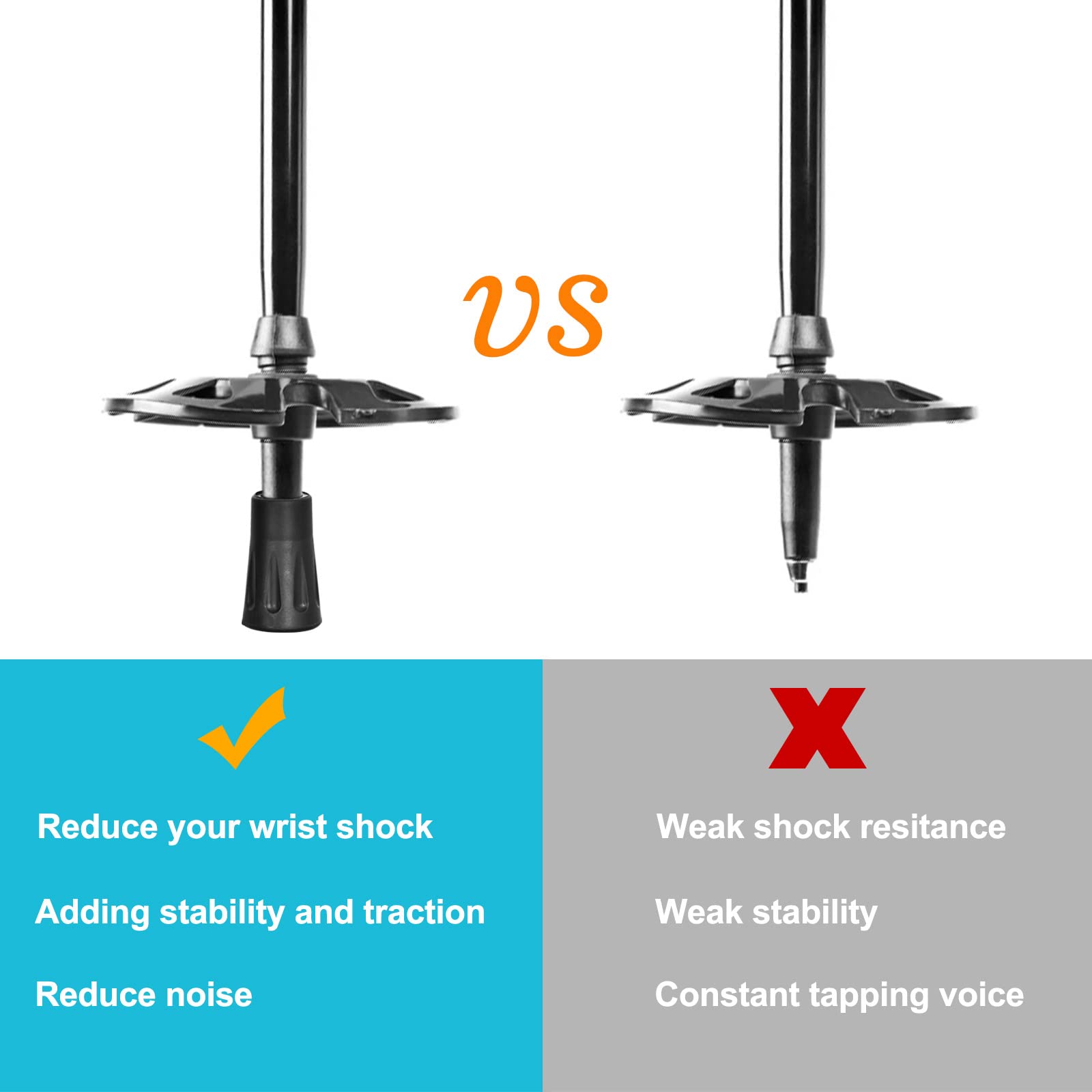 4 Pezzi Tamponi in Gomma per Bastoncini da Trekking, Punte in Gomma per Bastoncini da Trekking, Accessori per il Nordic Walking, Punte in Gomma del Bastone da Passeggio 12mm