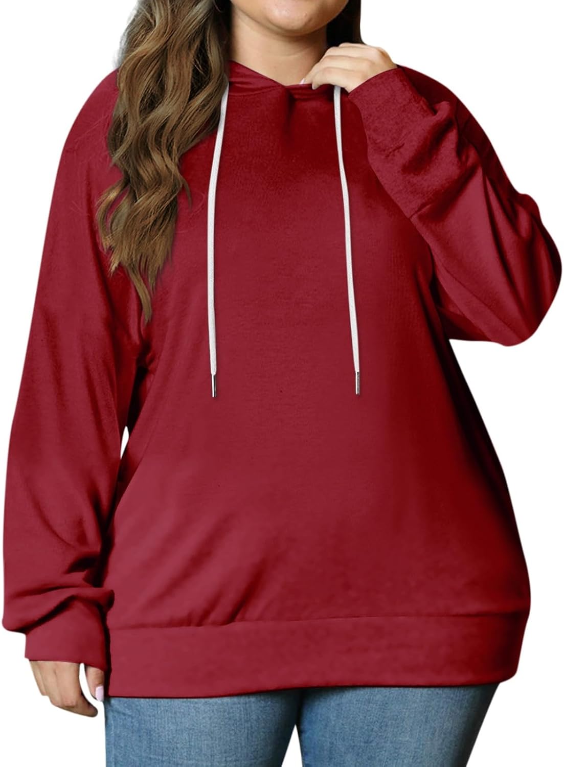 Women's Sweatshirt Size Hoodies Long Sleeve Drawstring Sweatshirts Kangaroo Pocket Pullover Sweaters Tops, L-5XL