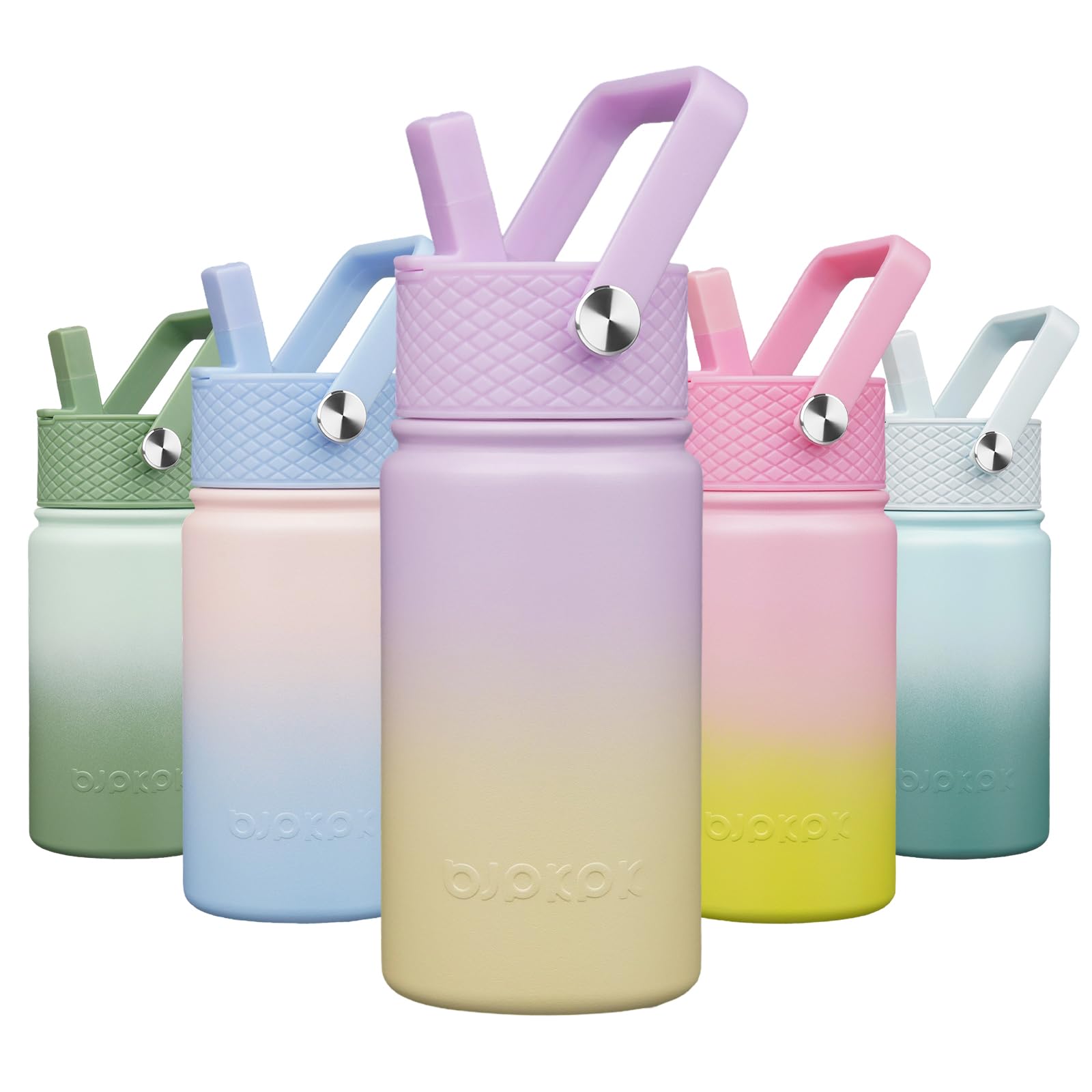 BJPKPK Insulated Water Bottle, 15oz Stainless Steel with Straw Lid