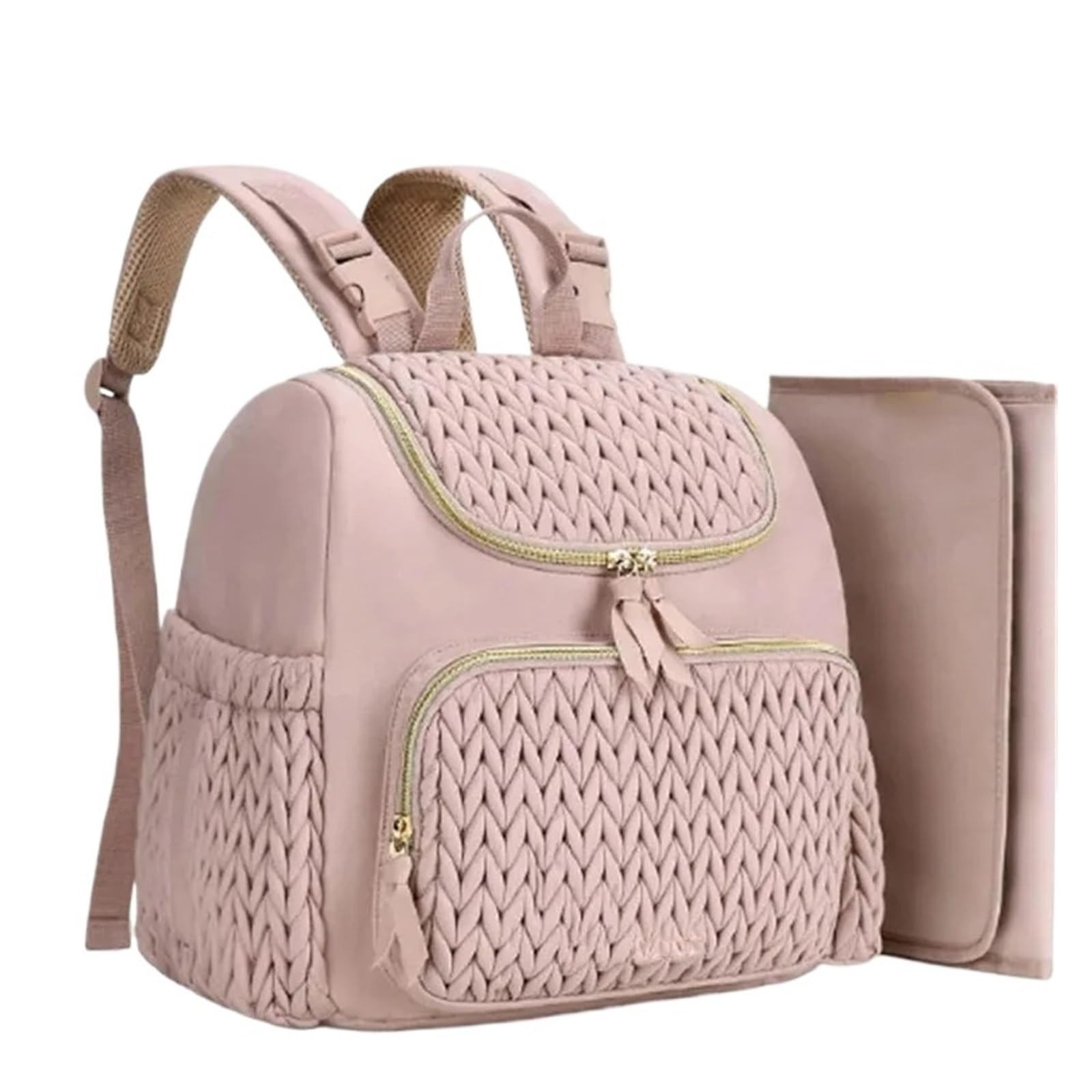 Borsa per pannolini, organizer per passeggino esterno, con fasciatoio per mamma, grande capacità, tasca isolata, Rosa, One Size, Stile unico