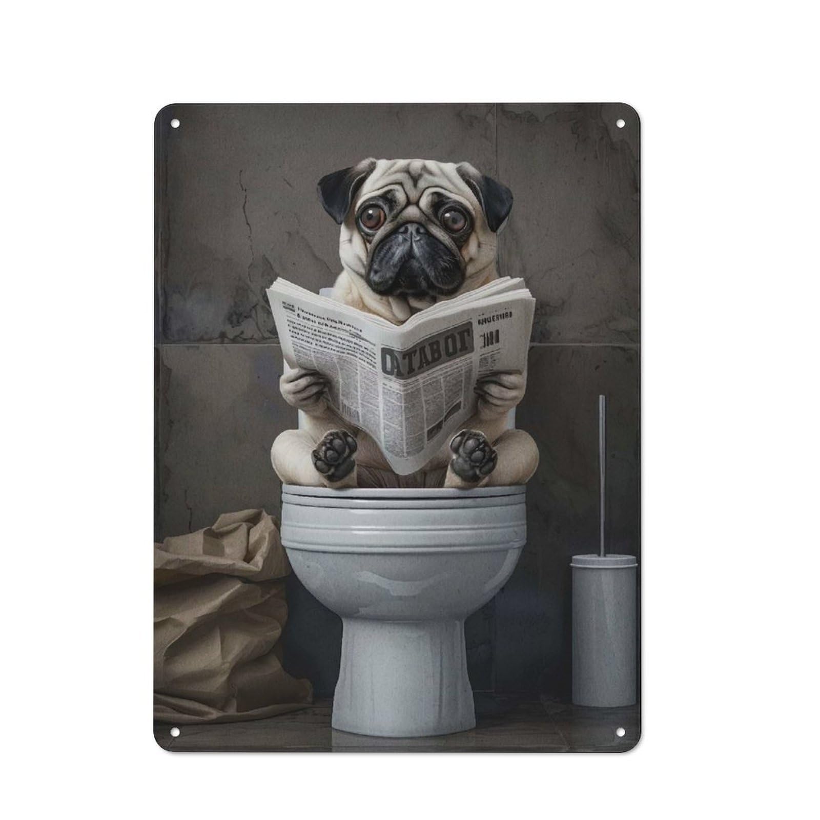Pug Dog Funny Cute Tin Sign 40x30cm, Vintage Home Bar Decor for Cafe, Pub, Workshop Or Home Bar, for Relaxed Wall Styling
