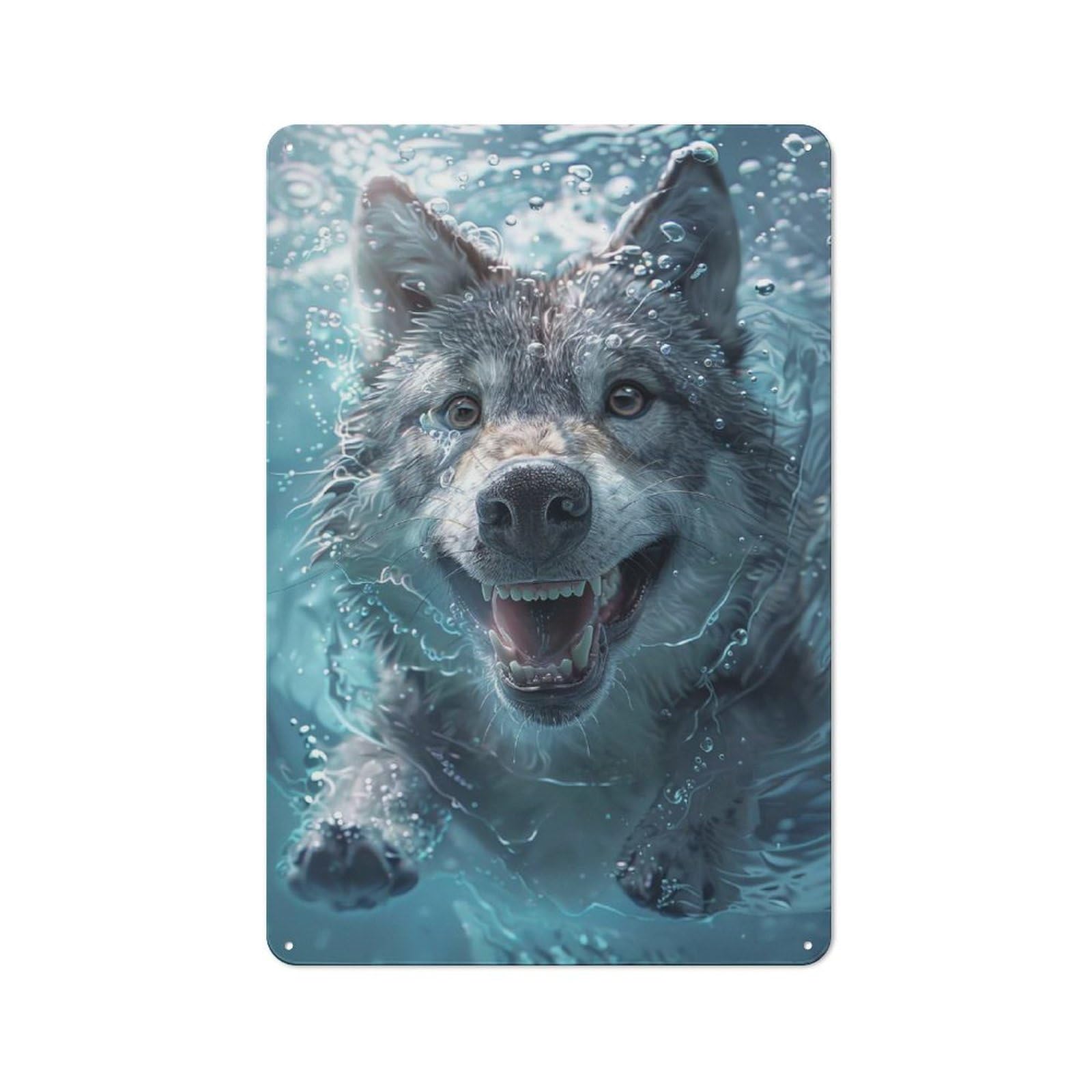 Junmoney Wolf Sea Classic Kitchen Metal Sign 30X20cm Featuring Cafe Wall Decor For Restaurant, Kitchen, Counter Or Breakfast Nook