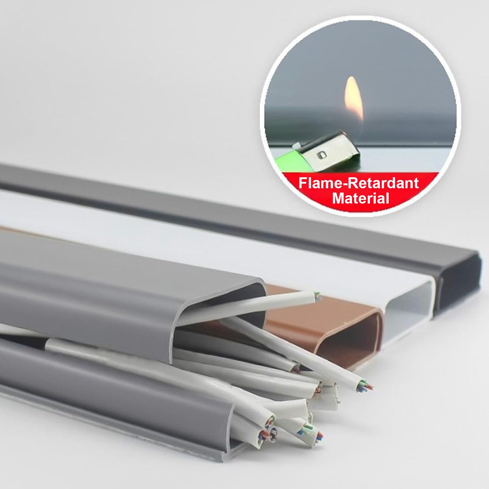 Passacavi Pavimento da 100 Cm, Canalina Passacavi Calpestabile Ad Alta Capacità, Canaline in ​​Pvc Rigido, Nascondere I Cavi di Prolunga, Vano per Cavi 4,8 * 1,6 cm(White)