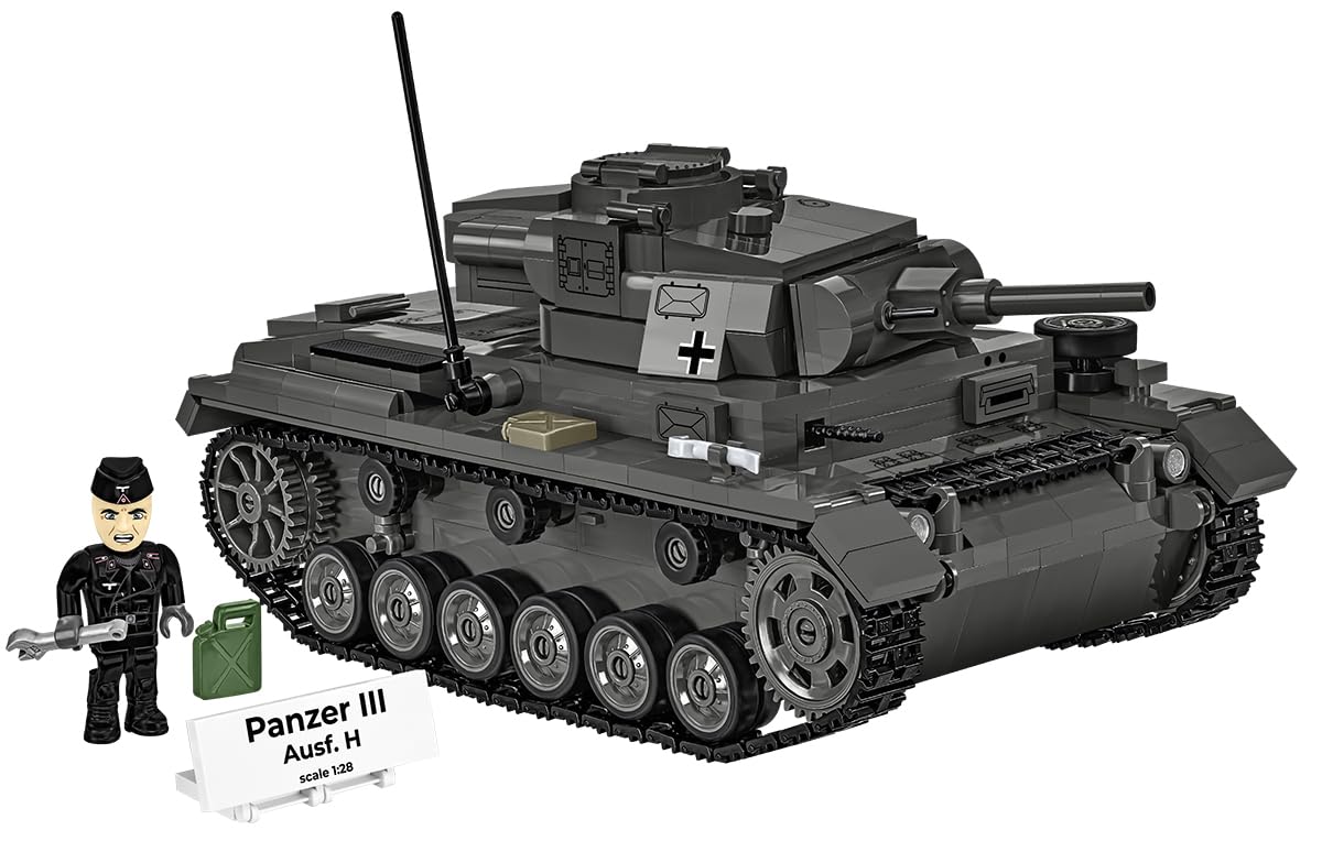 COBI Panzer III AUSF. H, Maßstab 1:28, 963 Teile, Panzermodell | Bedruckte Teile, beweglicher Turm und Ketten, Luken, Innenraum, herausnehmbarer Motor, 1 Figur, Schild, ab 10 Jahren