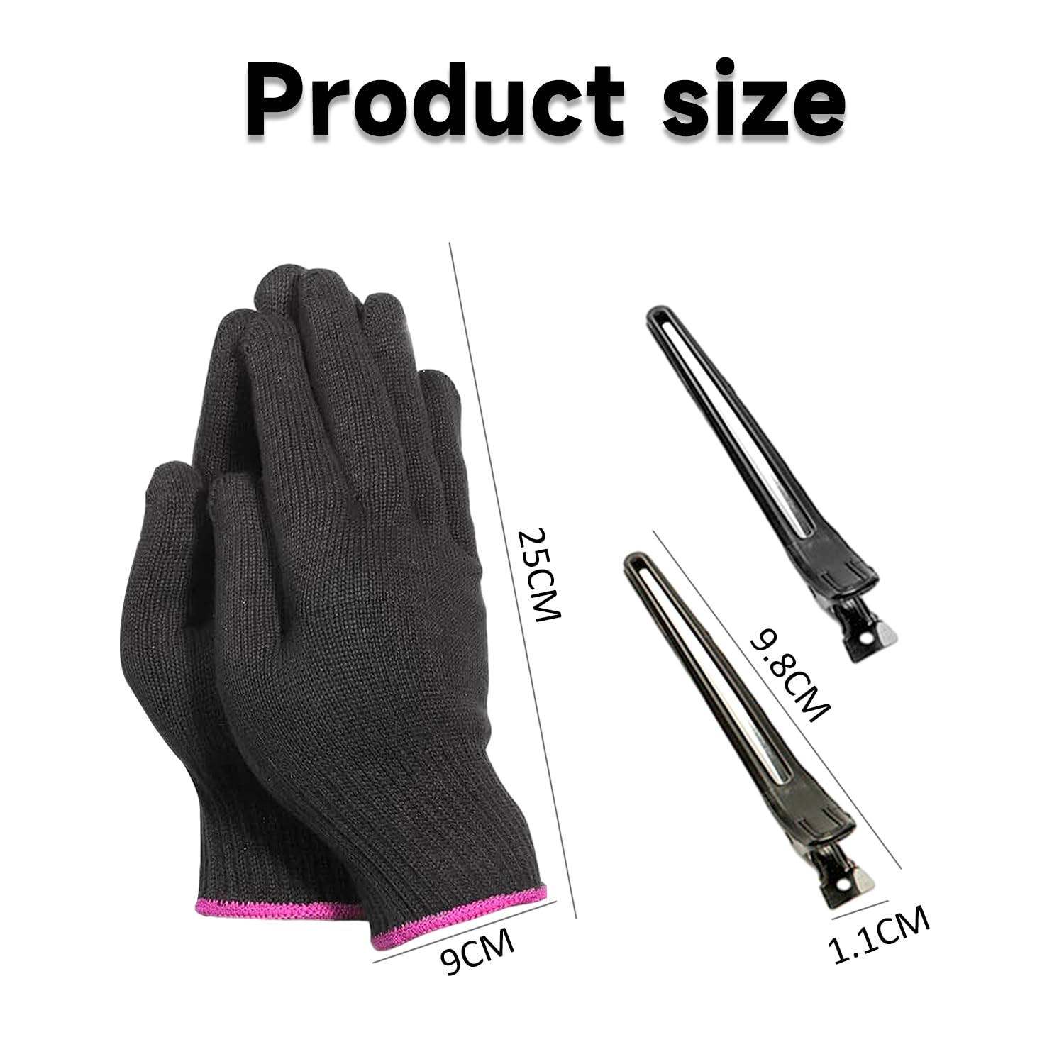 1 Paire De Gants Résistants à La Chaleur Avec 2 Pinces à Cheveux, Gants Résistants à La Chaleur, Gants De Repassage Professionnels, Coiffure, Outils De Coiffure, Noir