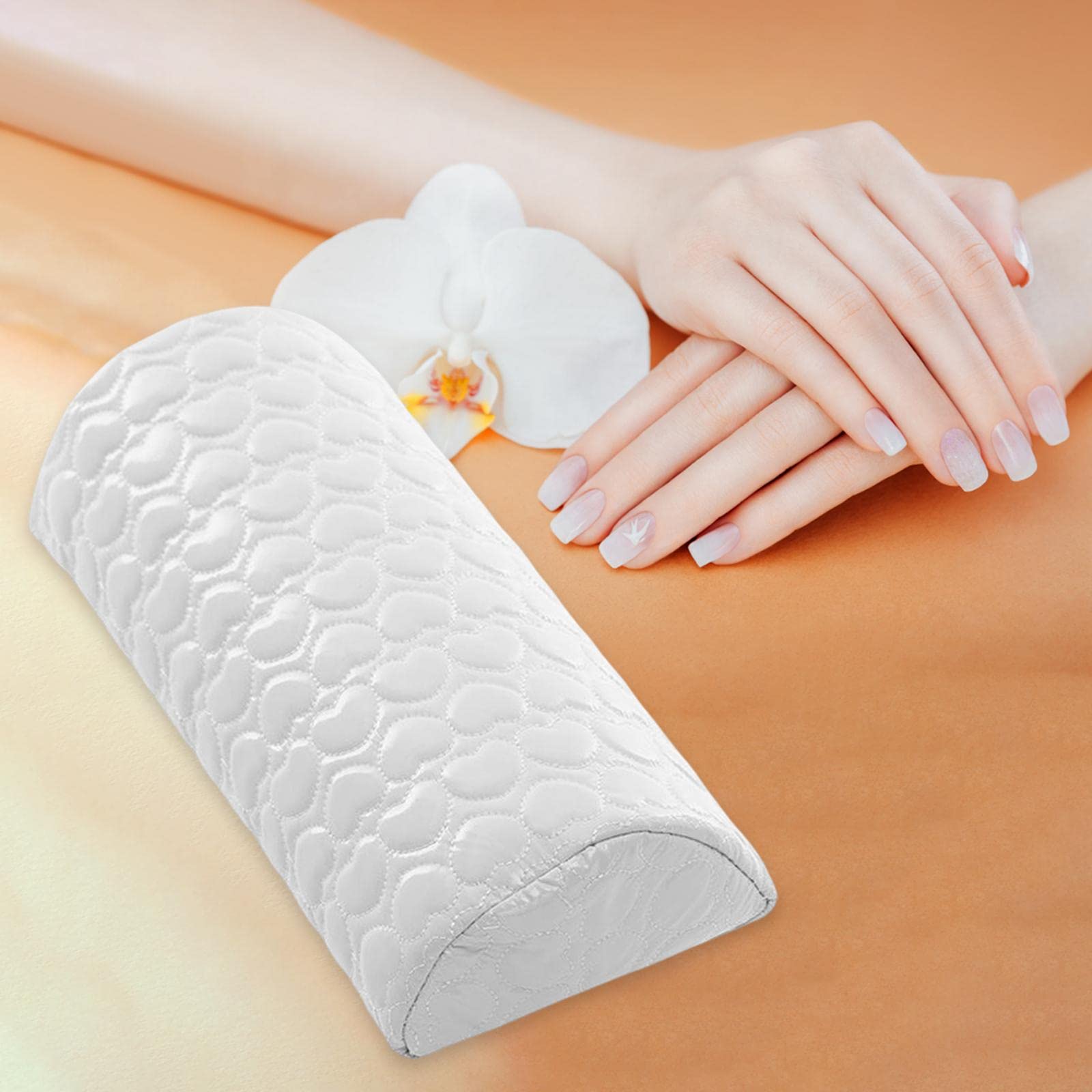 Milageto Soporte para Herramientas de Manicura con Reposabrazos para Uñas de Media, Accesorio Profesional Suave, Cojín, Reposabrazos, Almohada de Mano, Blanco