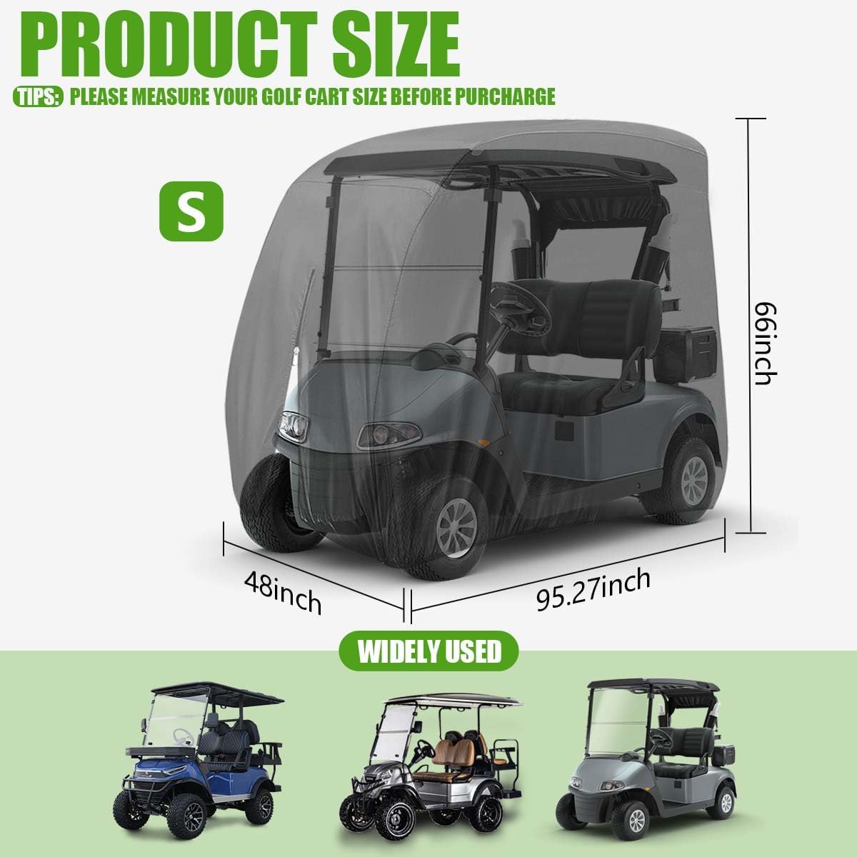 KISEER 4 Passenger 420D Waterproof Golf Cart Cover fits EZ GO Club Car Yamaha, Sunproof Dustproof