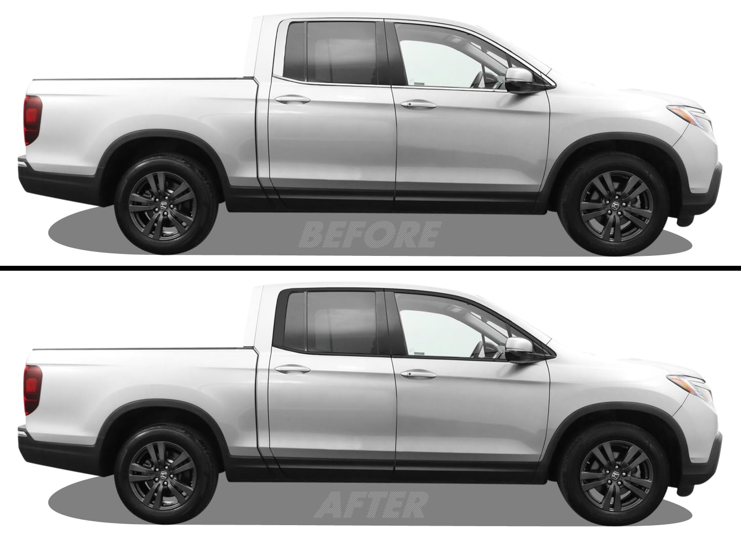 SlickMod Chrome Delete Blackout Vinyl Overlay for 2017-2024 Honda Ridgeline Window Trim (Matte Black)