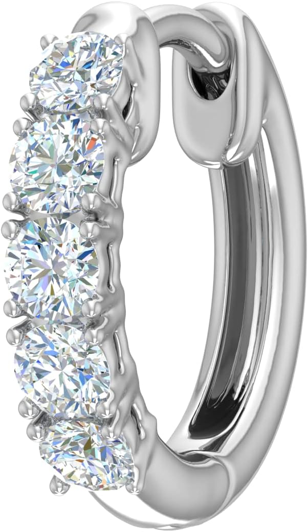 0.5 Carat Natural 4 Prong Set Diamond Hoop Earring for Women in 10K Gold (Single Piece)