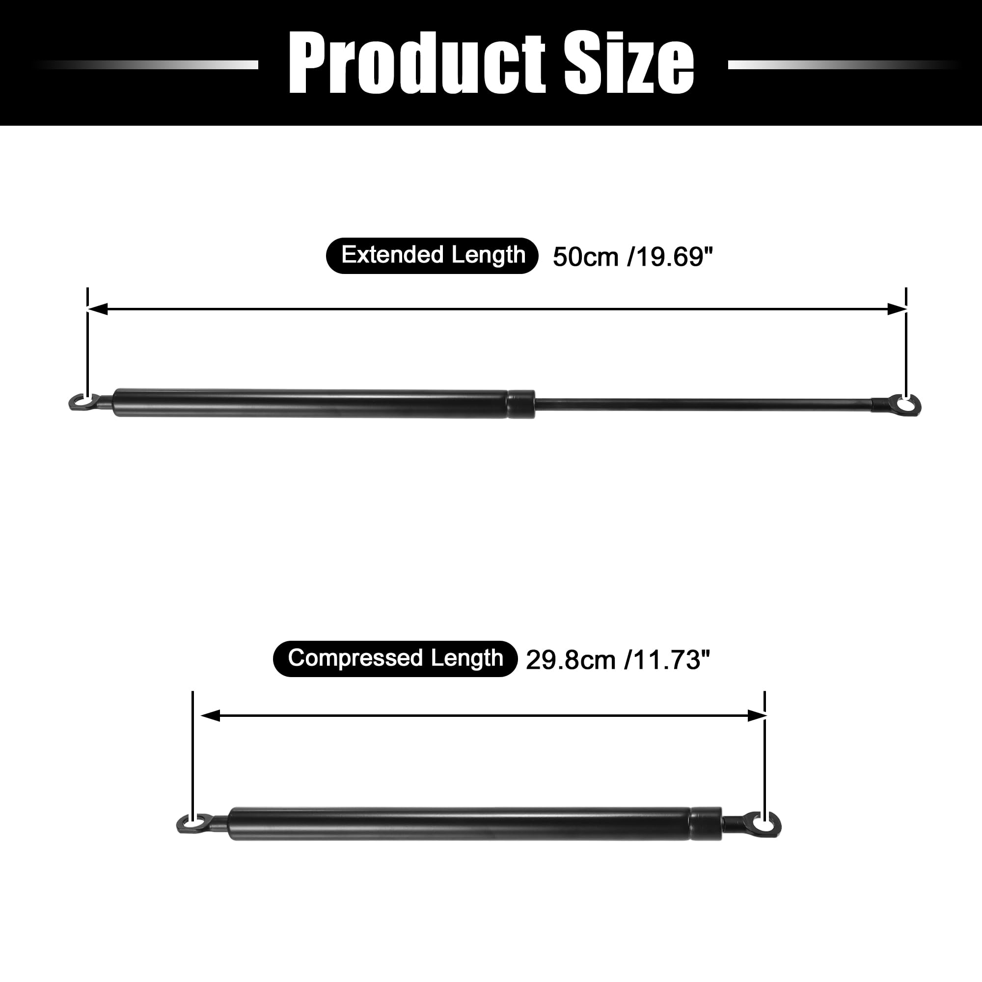 QUARKZMAN Molla Gas 19.7" 200N/44Lbs Universale Auto Gas Montanti Ammortizzatori Sollevamento Supporti
