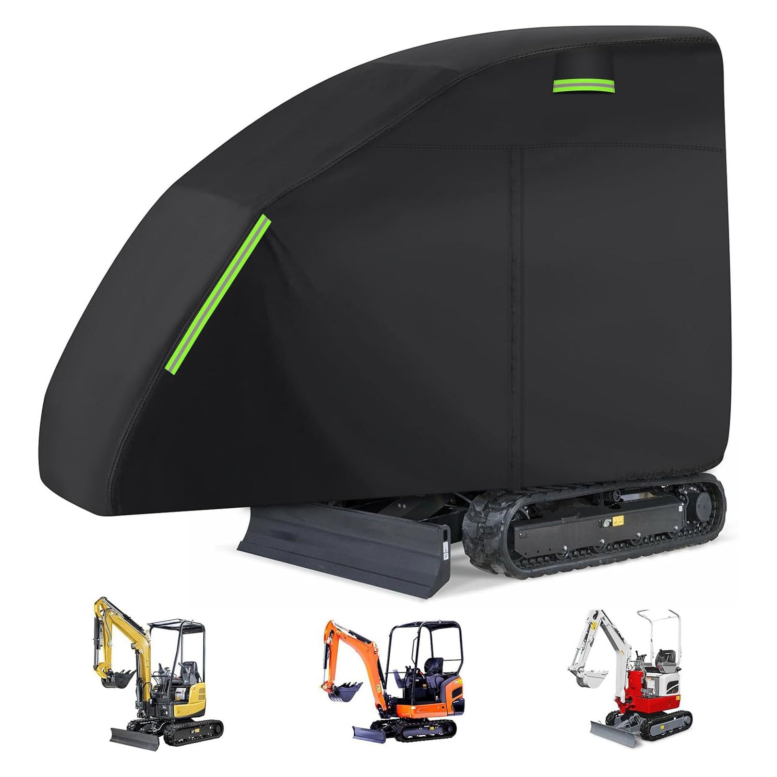 Mini Excavator Cover for Bobcat E32 E20 E10 / Takeuchi TB260 TB210R / ViO17, Water Proof Sun Rain Dust Snow Protection Excavator Cover with Zipper Door for Mini Excavator 800