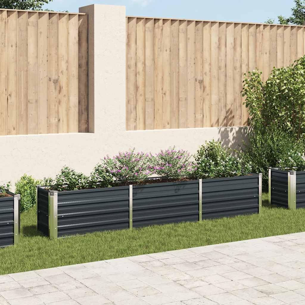 vidaXL Lit Surélevé Pot de Fleurs Bac à Plante Pot de Plante Bac de Fleurs Jardinière Jardin Extérieur Acier Galvanisé 240x40x45 cm Anthracite