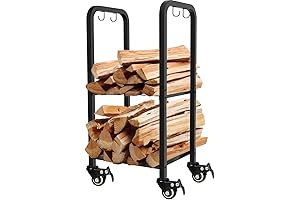 Artibear Small Rolling Firewood Rack on Lockable Wheels