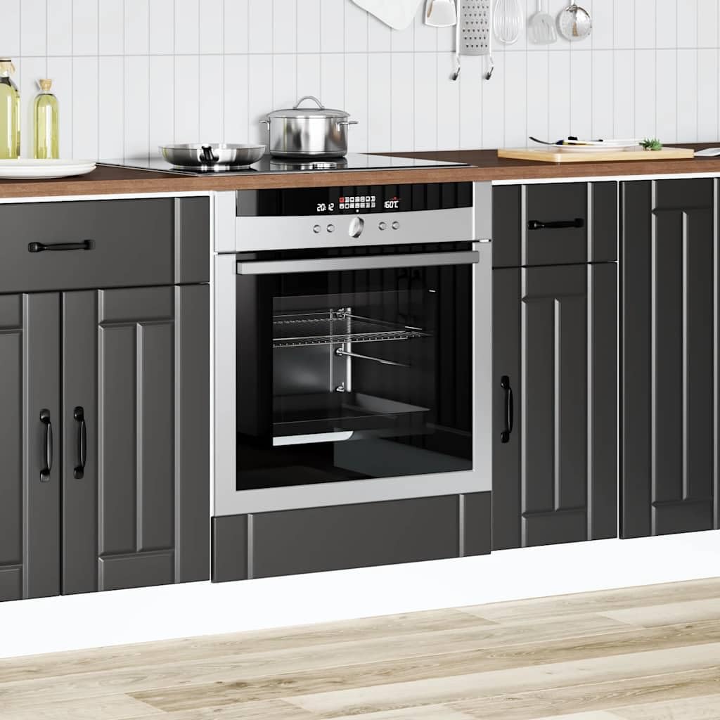 vidaXL Herdumbauschrank Lucca Schwarz Holzwerkstoff, Backofenschrank, Herdschrank, Ofenschrank, Küchenofenschrank, Küchenherdschrank