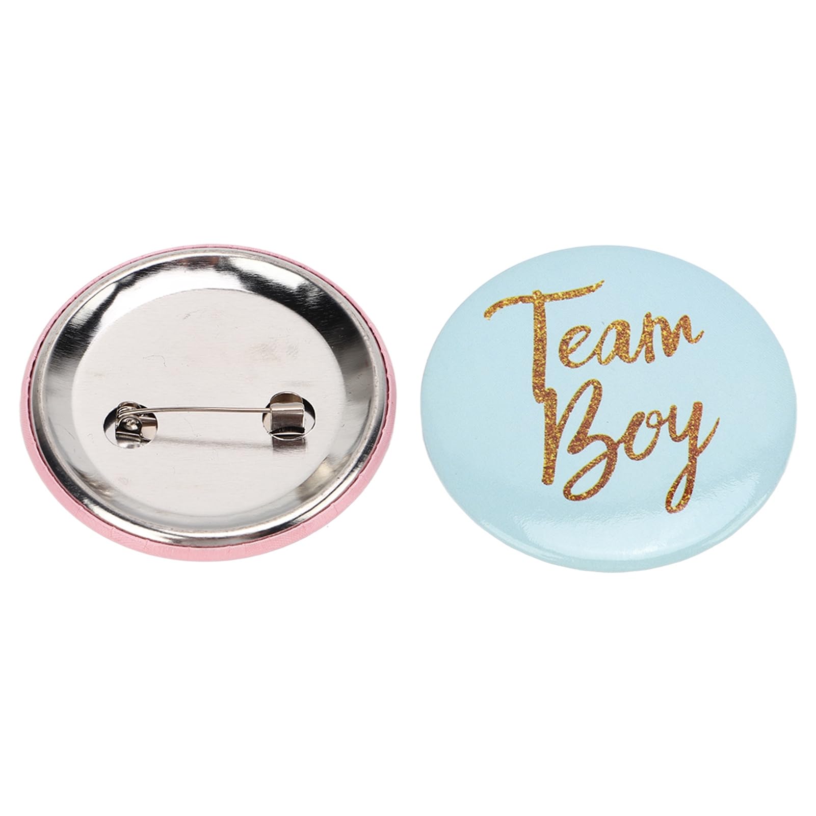 60 sztuk Gender Reveal przypinki Team Boy & Girl metalowe odznaki na baby shower (średnica niebieska, różowa po 30) prognoza płci akcesoria do gry