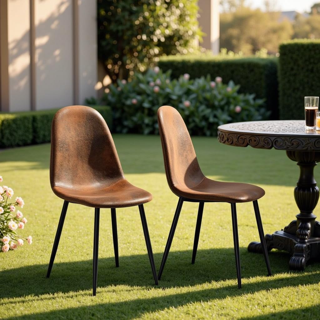 Chaises de terrasse résistantes aux intempéries lot de 4 en velours marron
