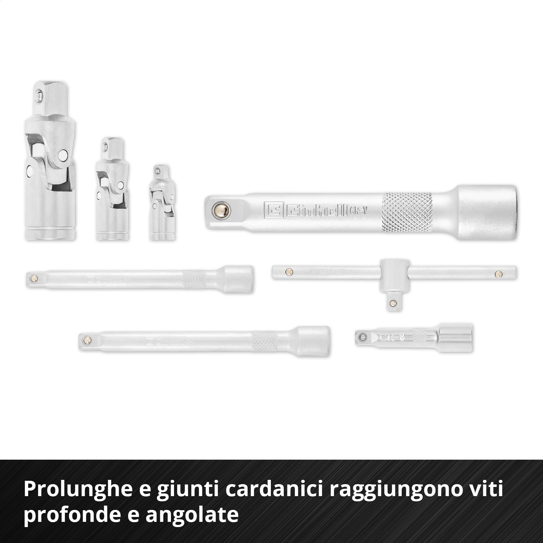 Einhell 181 pezzi set di bussole e cricchetto | Set di bussole | cricchetti | assortimento di inserti | impugnatura per cacciavite | chiavi esagonali | valigetta inclusa