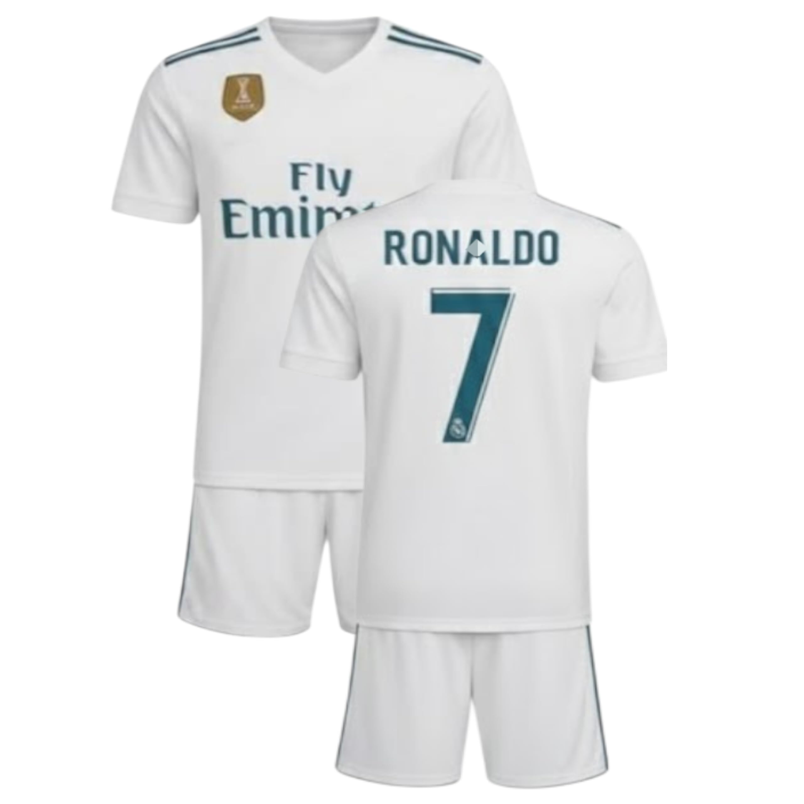 2017/18 Madrid Home RO’NALDO #7 Replica Retro Fotball Classic Madrid Style jersey Soccer Uniform fan football kit with Short Kids and Youth Sizes.