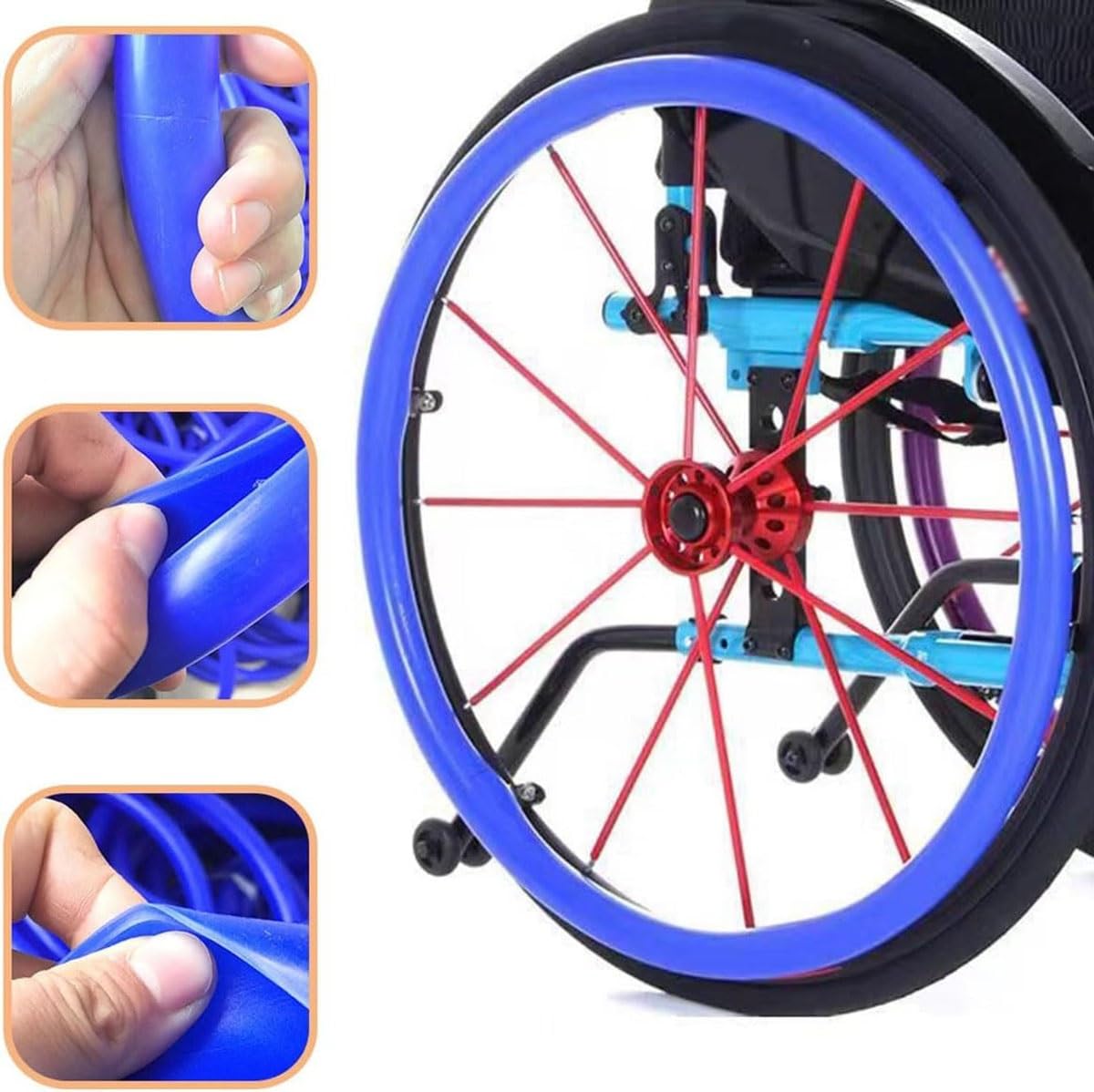 Copertura protettiva in silicone per sedia a rotelle, 56/61 cm, per sedia a rotelle e accessori, 7/56 cm