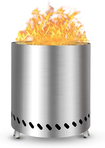 Pozo de fuego sin humo, 9.25 x 8.66 pulgadas, mini hoguera de acero inoxidable sin humo por pellets o madera sin humo para fogata de campamento