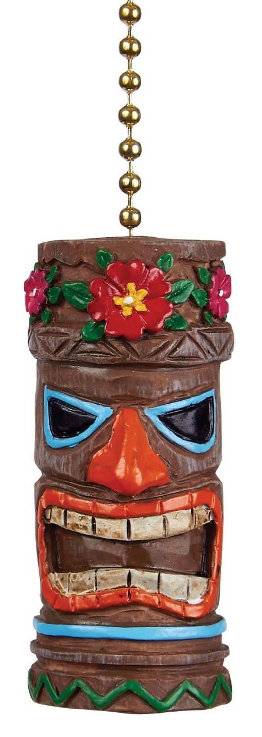 Clementine Designs Tiki Head Man Ceiling Fan Light Dimensional Pull