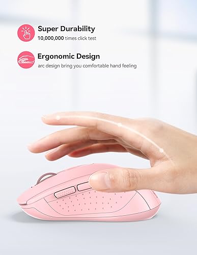 Miniatura 4 de TECKNET - Ratón inalámbrico para laptop de 2.4G, ratón inalámbrico para computadora con DPI ajustable de 4800 en 5 niveles, ratón silencioso con