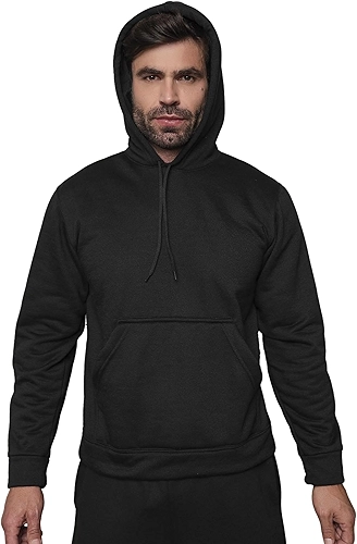 Moletom Liso Flanelado Blusa de Frio Moleton Canguru com Capuz preto