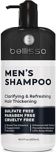 Champú para hombres  Aceite de árbol de té y menta  Sin sulfato  Sin parabenos  Fórmula aclarante, refrescante, voluminizadora e hidratante para