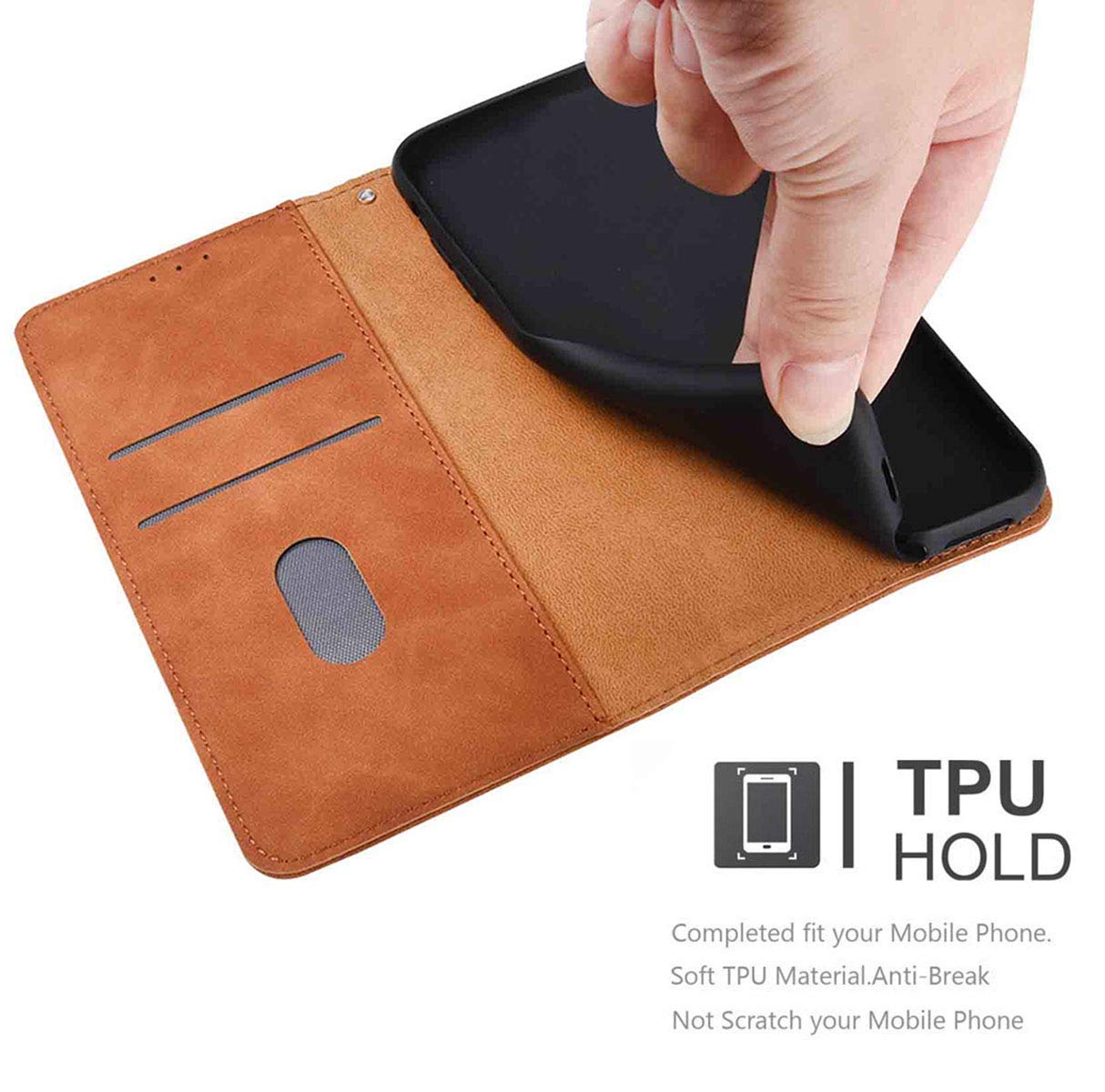 HAOYE Cover Portafoglio In Pelle Per TCL 303 / Alcatel 1B (2022) | Con Slot Carte, Tasca E Supporto, Blu - 6