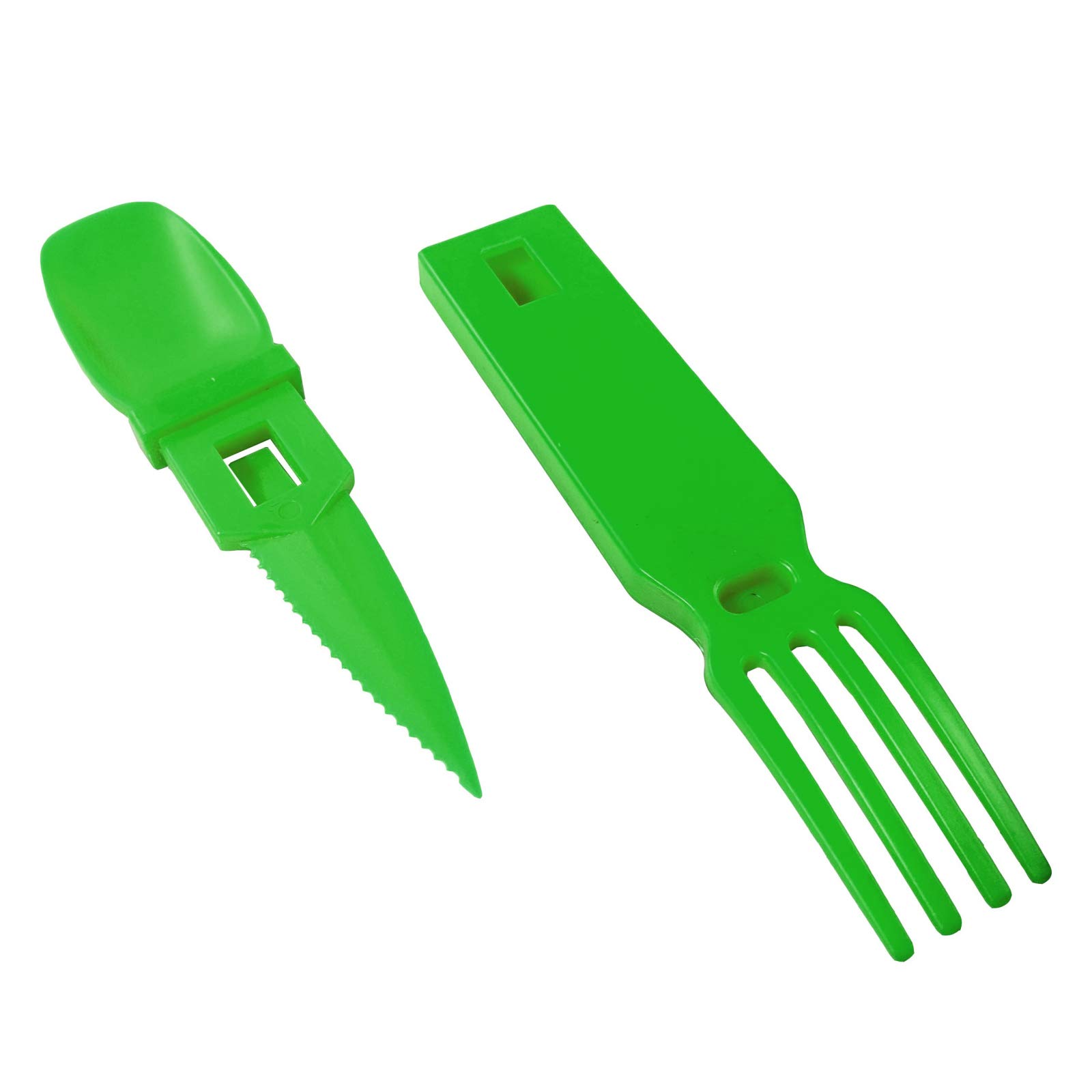 ASR Outdoor 3 in 1 Portable Plastic Utensils Flatware Camping Accessories, Green