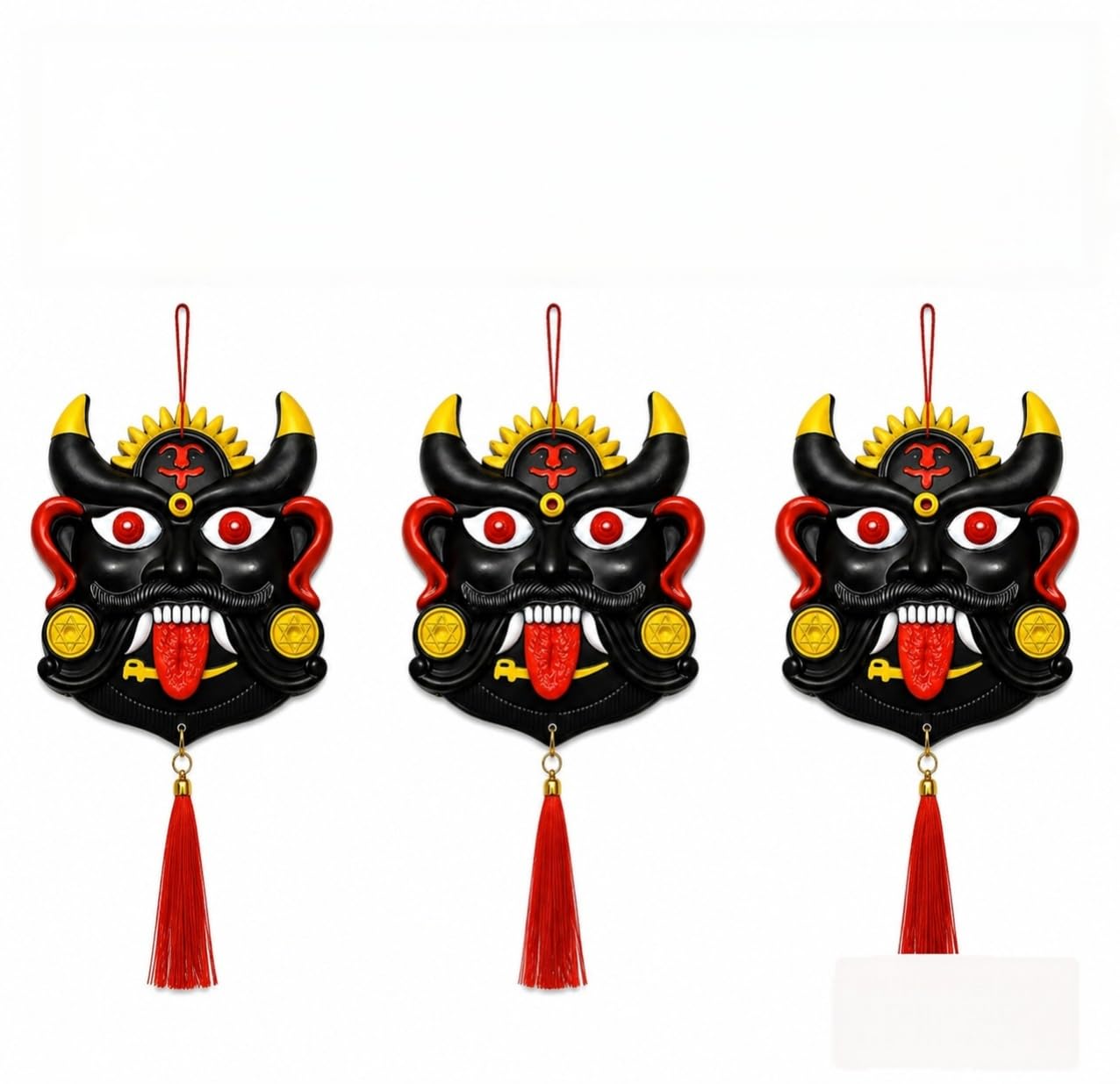 (Pack of 3) Nazarbattu Plastic Nazar Suraksha Kawach,Evil Eye Protector,Drishti Bommai Battu For House Office Home Shops Door Hanging Protector Kavach Large Dristi Wall Decor Multicolor-image-44