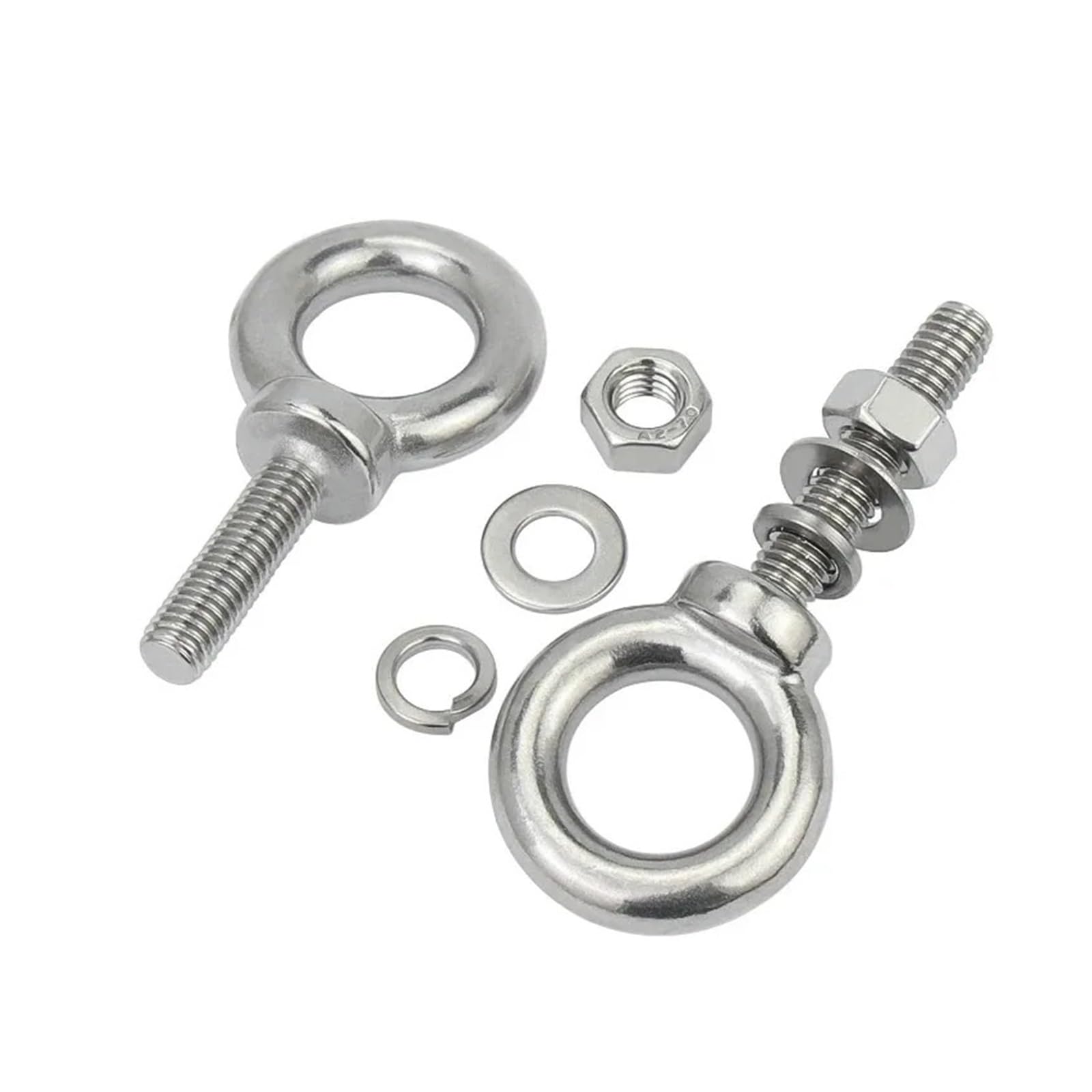 Set di golfari ad anello con rondelle e dadi | M3 M4 M5 M6 M8 Acciaio inossidabile 304(4sets,M6x60mm)