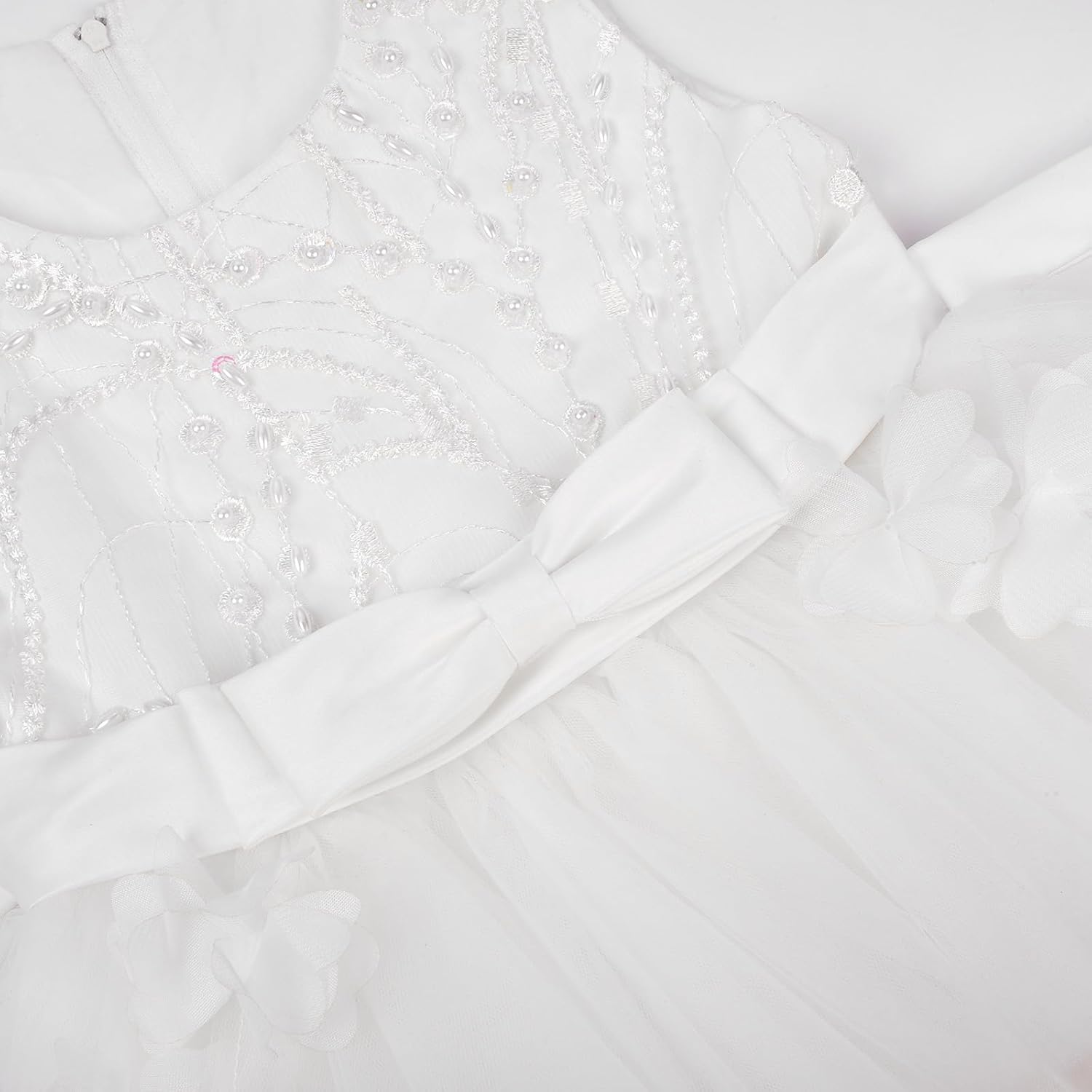 JerrisApparel Girls Flower Tulle Dress Layered Skirt Bowknot Back Wedding Party Dress Princess Formal Gown - Image 5