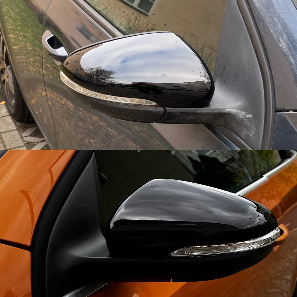 1 Paio Calotta Specchio Retrovisore a Sinistra Destra Coperchi a specchio laterale per Golf 6 MK6 T-ouran (Nero Brillante)