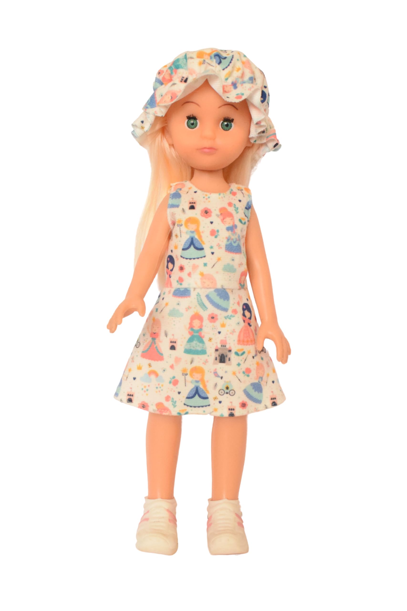 EL FIGO Cute Little Girl Doll for Kids in Printed Dress with Hat Suitable for Kids Age 02 Years & Above (33 cm Tall Doll) (B0D6KTPK44) Amazon Price History, Amazon Price Tracker