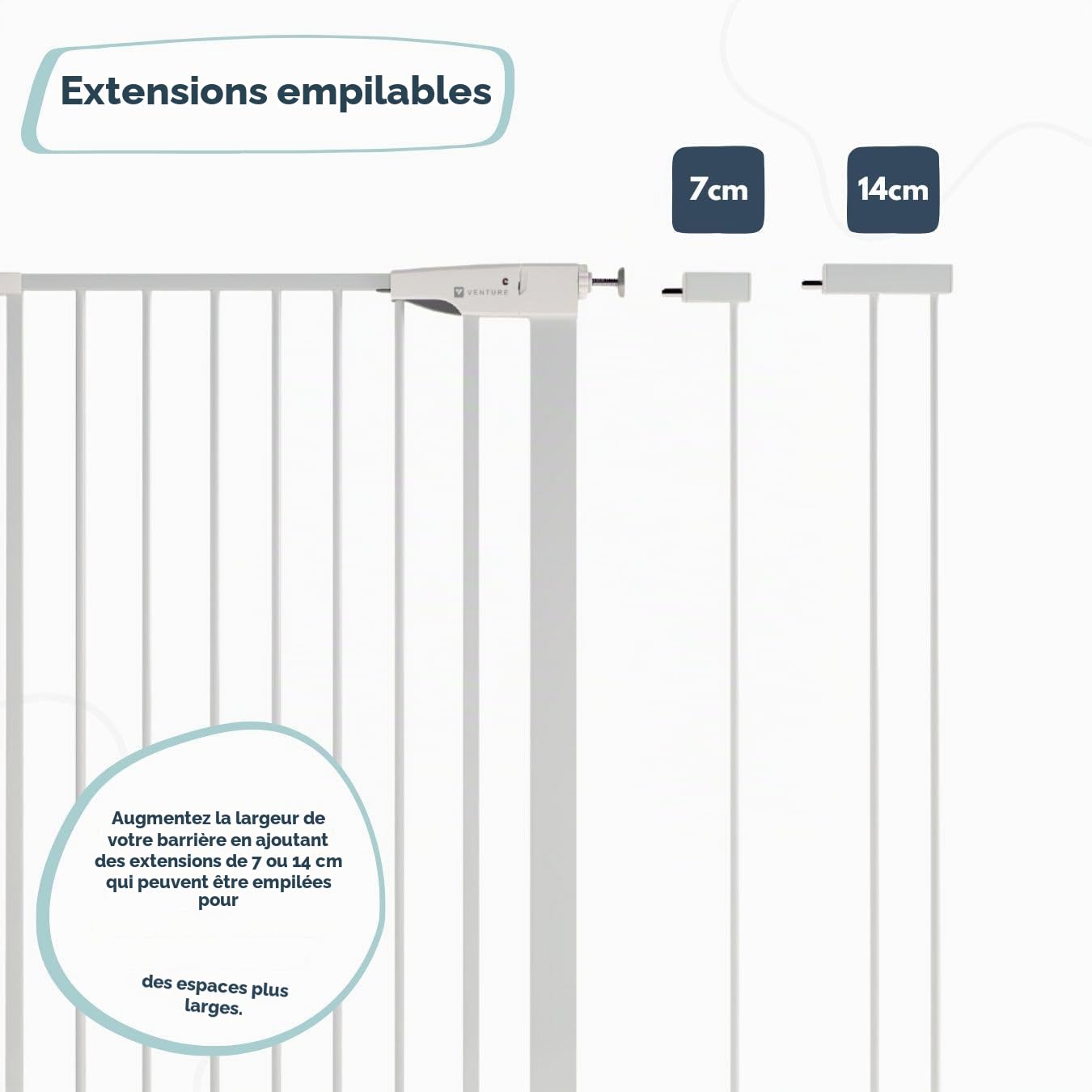 Venture - Barrière de sécurité Q-Fix à Fixation par Pression Extra-Haute pour Animal Domestique, Ouverture à 90 ° dans Les Deux Sens, Fermeture Automatique (75-84 cm de Large, 110 cm de Haut)
