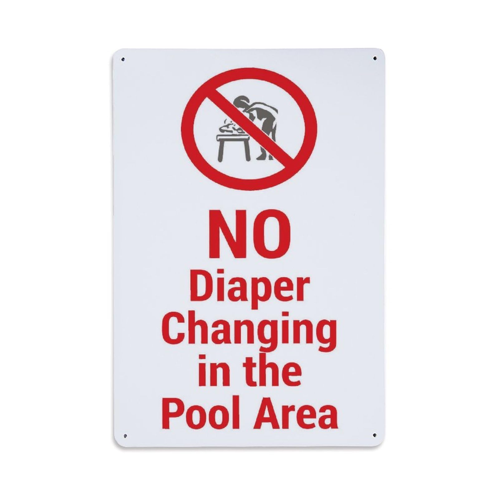 Ldfuieksufg Style No Diaper Changing In Pool Area Safety Warning Sign Vintage Aluminium Metal Sign, Retro Wall Decor For Home, Bar, Garage & Farmhouse 30X20cm